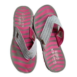Skechers GOFLEX Gogomat Gray and Pink Sandals